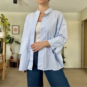 Who What Wear Light Blue Striped Shirt